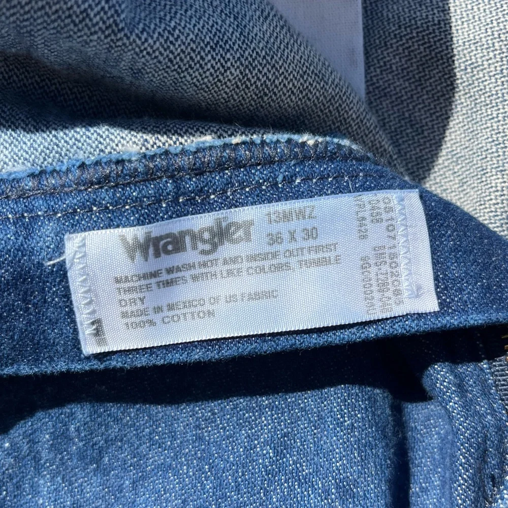 Men's Wrangler Jeans Blue 13MWZ 36x30 Western USA Cowboy Rodeo Slim Ranch Denim‎